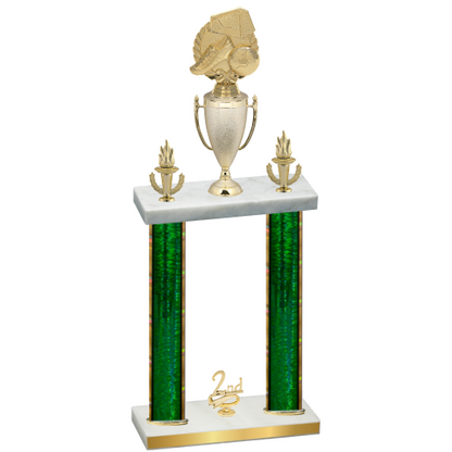 Double Green Glacier Second Place Soccer Trophy