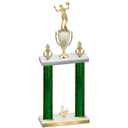 Double Green Glacier Third Place Volleyball Trophy