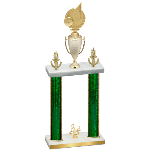 Double Green Glacier Third Place Volleyball Trophy