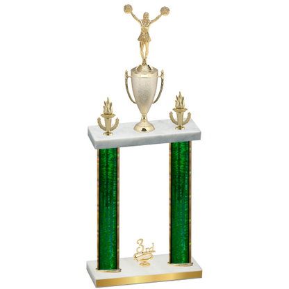 Double Green Glacier Third Place Cheerleading Trophy