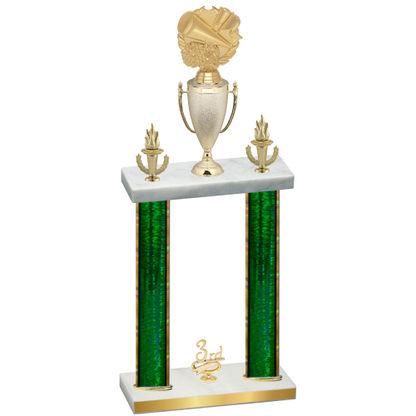 Double Green Glacier Third Place Cheerleading Trophy