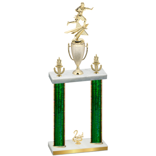 Double Green Glacier Second Place Flag Football Trophy