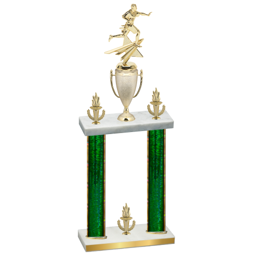 Double Green Glacier Victory Flag Football Trophy