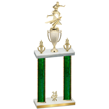 Double Green Glacier Year Flag Football Trophy