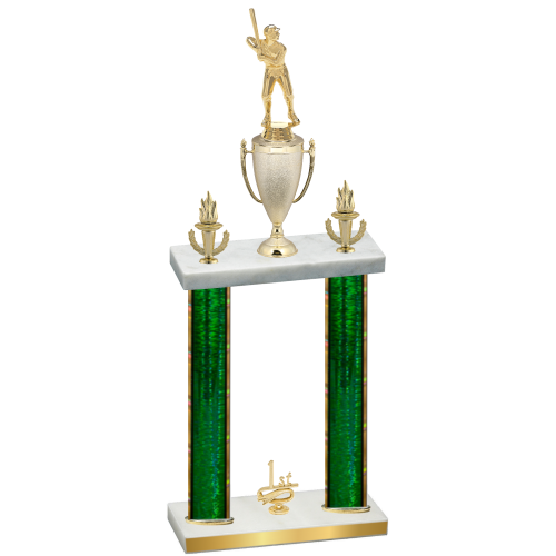 Double Green Glacier First Place Baseball Trophy