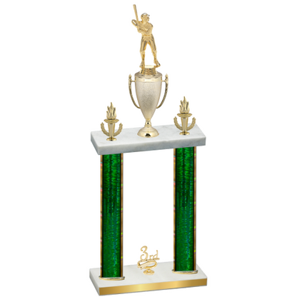 Double Green Glacier Third Place Baseball Trophy