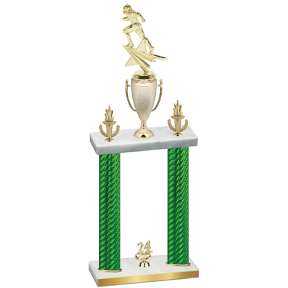 Double Green Carbon Fiber Year Football Trophy