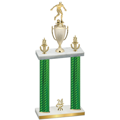 Double Green Carbon Fiber Year Soccer Trophy