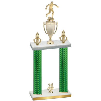 Double Green Carbon Fiber Year Soccer Trophy