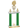 Double Green Carbon Fiber Third Place Soccer Trophy
