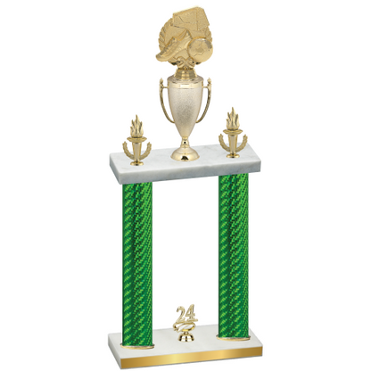 Double Green Carbon Fiber Year Soccer Trophy
