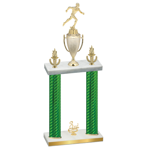 Double Green Carbon Fiber Third Place Running Trophy