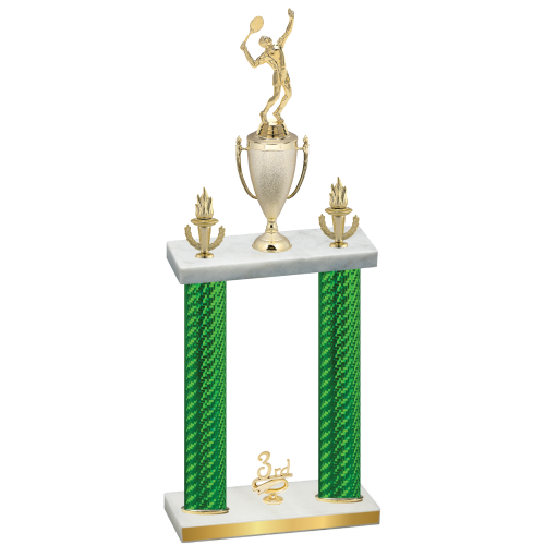 Double Green Carbon Fiber Third Place Tennis Trophy