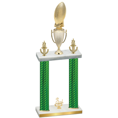 Double Green Carbon Fiber Third Place Football Trophy