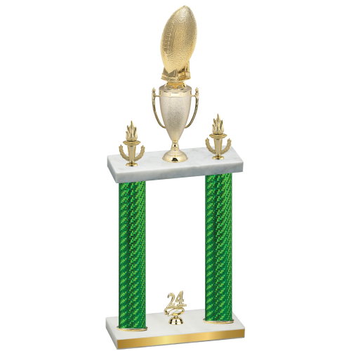 Double Green Carbon Fiber Year Football Trophy