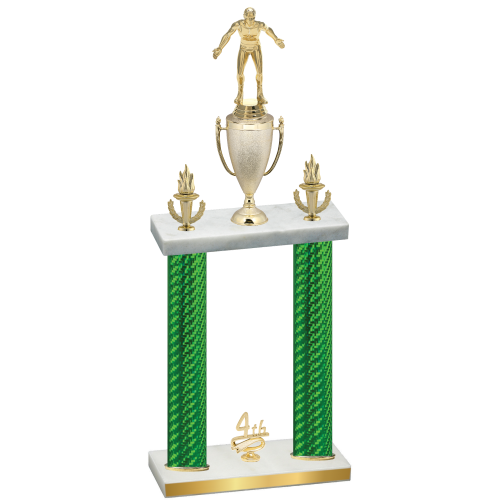 Double Green Carbon Fiber Fourth Place Wrestling Trophy