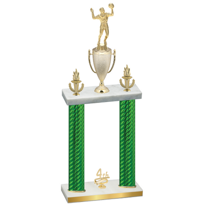 Double Green Carbon Fiber Fourth Place Volleyball Trophy