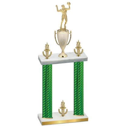 Double Green Carbon Fiber Victory Volleyball Trophy