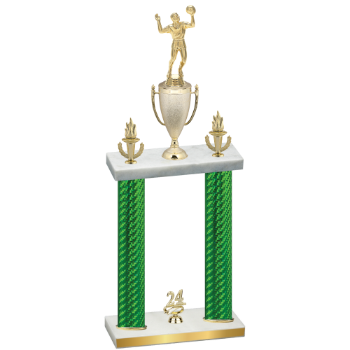Double Green Carbon Fiber Year Volleyball Trophy