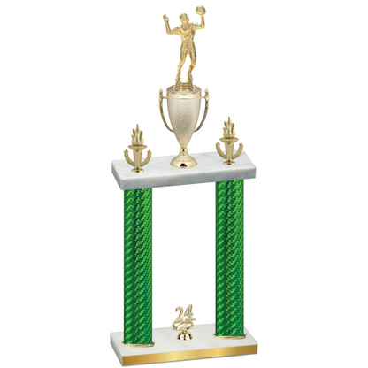 Double Green Carbon Fiber Year Volleyball Trophy
