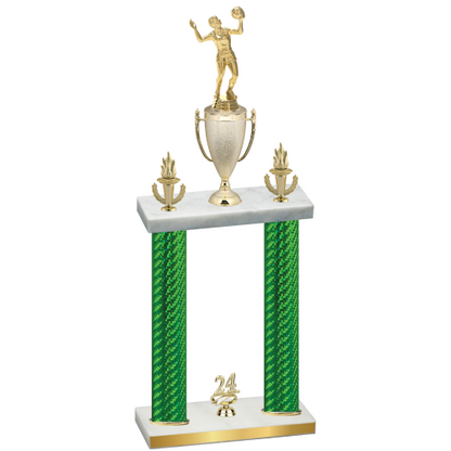 Double Green Carbon Fiber Year Volleyball Trophy