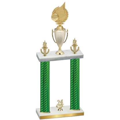 Double Green Carbon Fiber Year Volleyball Trophy