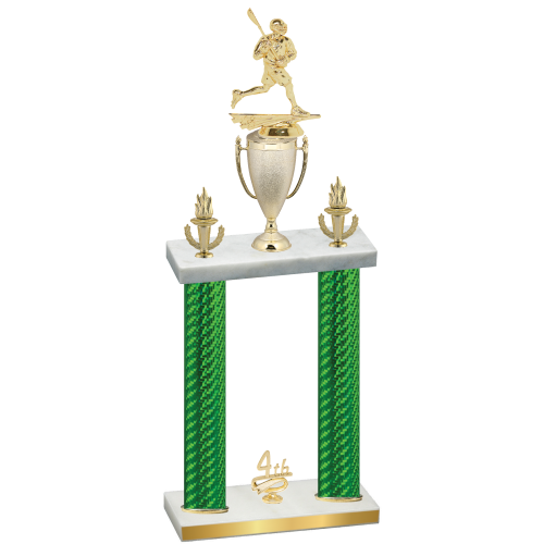 Double Green Carbon Fiber Fourth Place Lacrosse Trophy