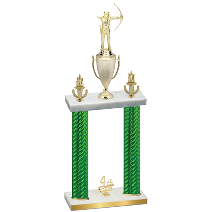 Double Green Carbon Fiber Fourth Place Archery Trophy