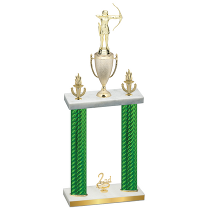 Double Green Carbon Fiber Second Place Archery Trophy