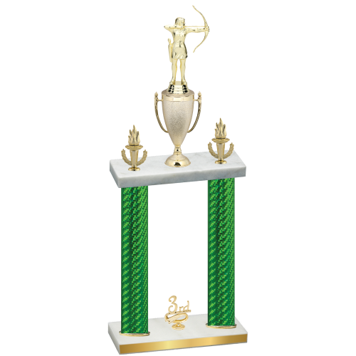 Double Green Carbon Fiber Third Place Archery Trophy