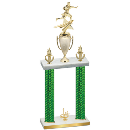 Double Green Carbon Fiber First Place Flag Football Trophy