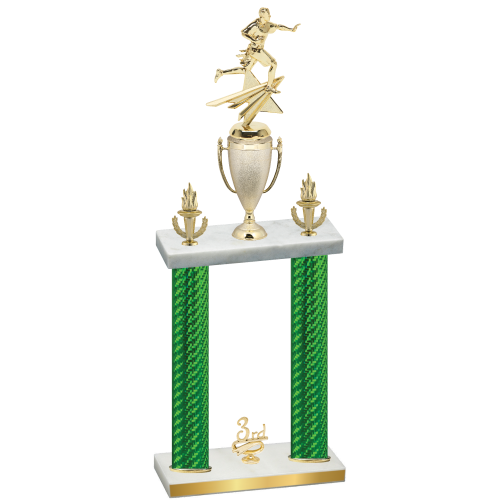 Double Green Carbon Fiber Third Place Flag Football Trophy