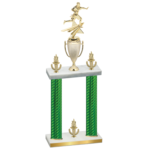 Double Green Carbon Fiber Victory Flag Football Trophy