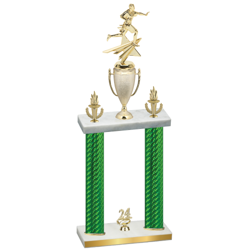 Double Green Carbon Fiber Year Flag Football Trophy