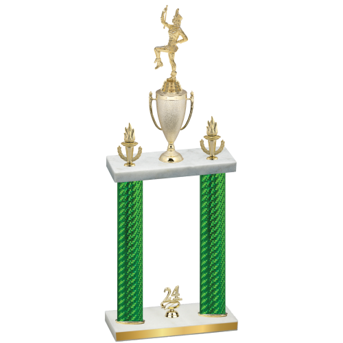 Double Green Carbon Fiber Year Majorette Trophy