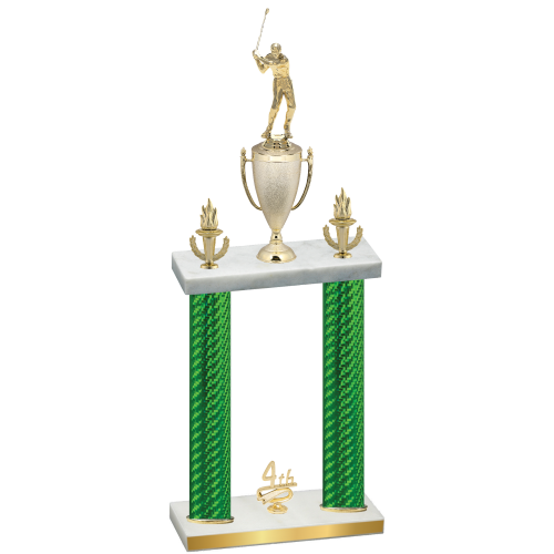 Double Green Carbon Fiber Fourth Place Golf Trophy