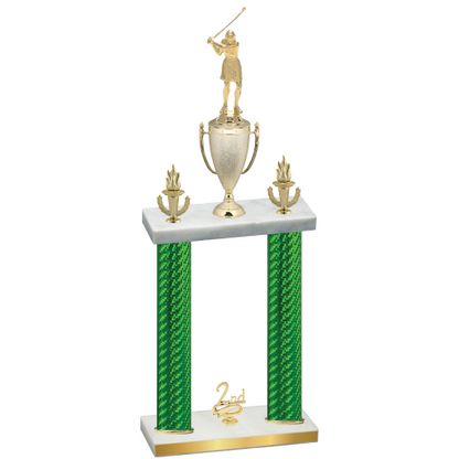 Double Green Carbon Fiber Second Place Golf Trophy