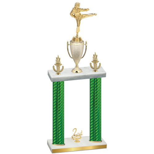 Double Green Carbon Fiber Second Place Karate Trophy