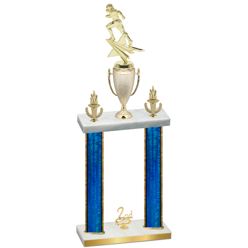 Double Blue Glacier Second Place Football Trophy