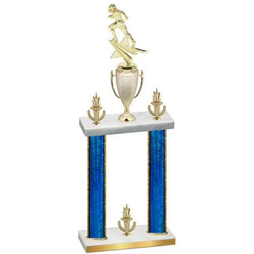 Double Blue Glacier Victory Football Trophy