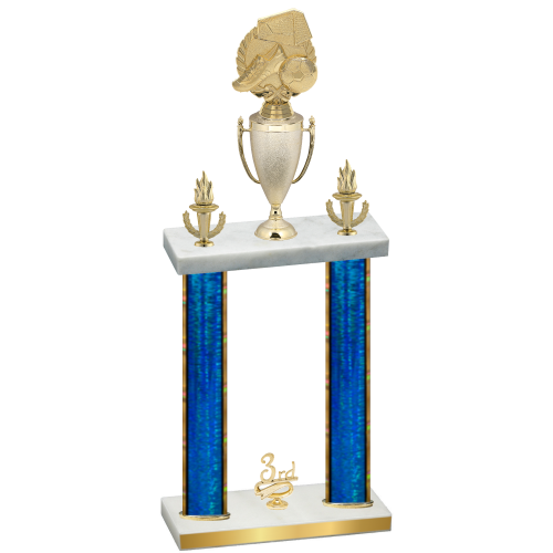 Double Blue Glacier Third Place Soccer Trophy