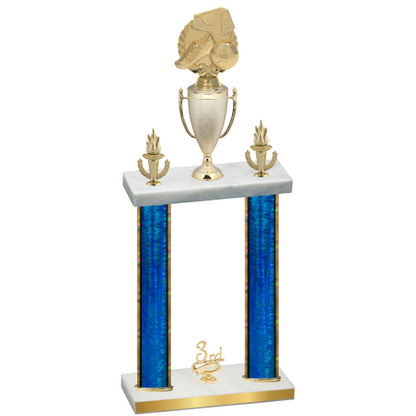 Double Blue Glacier Third Place Soccer Trophy