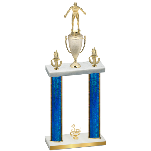 Double Blue Glacier Third Place Wrestling Trophy