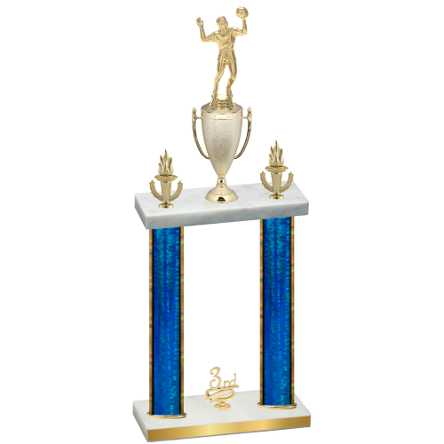 Double Blue Glacier Third Place Volleyball Trophy