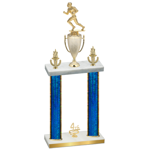 Double Blue Glacier Fourth Place Football Trophy