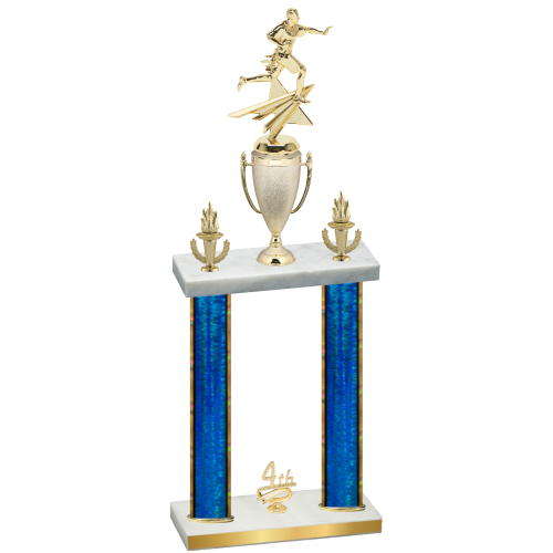 Double Blue Glacier Fourth Place Flag Football Trophy