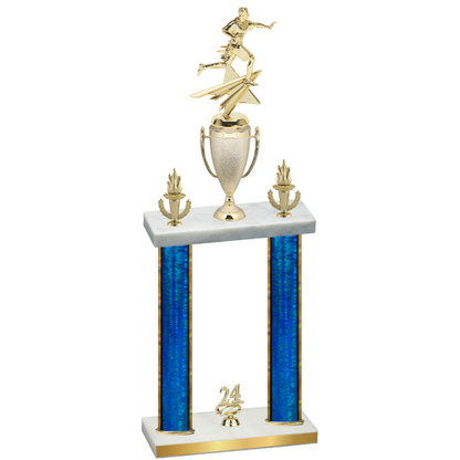 Double Blue Glacier Year Flag Football Trophy
