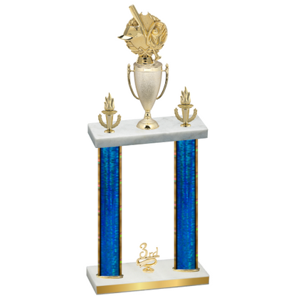Double Blue Glacier Third Place Baseball Trophy