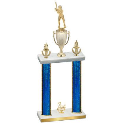 Double Blue Glacier Third Place Baseball Trophy