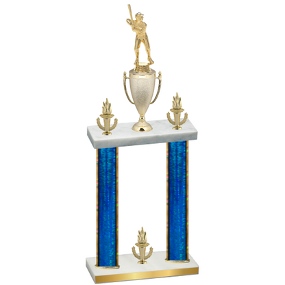 Double Blue Glacier Victory Baseball Trophy